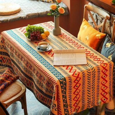Bohemian Style Dining Table and Coffee Table Cloth Rectangular Waterproof Tablecloths Round Table Cloth Set Party Decoration