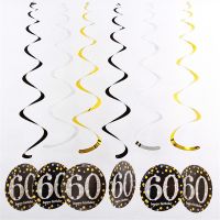 【YF】 6pcs 60 Year Happy Birthday 21 30 40 50 70 Years Old Hanging Ornament Bachelorette Decorations Adult