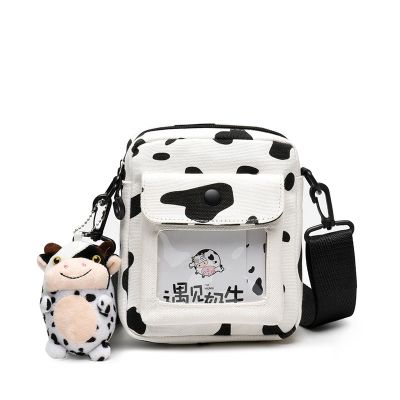 Mini Shoulder Crossbody Bag for Women 2023 Kawaii Cute Cow Canvas Female Student Small Messenger Korean Fashion Phone Bag Purses