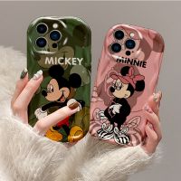 Wave สำหรับ iPhone 14 13 12 11 Pro X XS Max XR 8 7 6 6s Plus น่ารักการ์ตูน Mickey Minnie เมาส์ซิลิโคนอ่อนนุ่มสีขาวกรณีปกหลังแบบเต็ม | CX N024