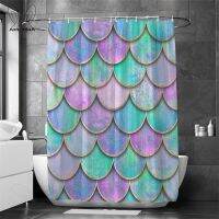 การพิมพ์ 3D Mermaid Scale Bath Curtain ม่านอาบน้ำโพลีเอสเตอร์กันน้ำคุณภาพสูงสำหรับตกแต่งห้องน้ำ 180 * 180 ซม