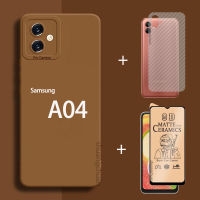 3in 1Samsung A04เคสโทรศัพท์ + ฟิล์มด้านหลัง + ฟิล์มบางเซรามิก Samsung A04s สีฝ้าเคสโทรศัพท์เคสโทรศัพท์มือถือ