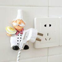 Wall-mounted Storage Hooks Kitchen Power Plug Decor Bracket Cartoon Cook Socket Cord Organizer Holder Sticky Hooks For Utensils