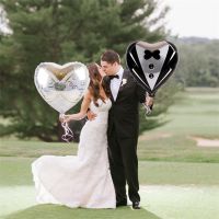 2pcs/Set Bride and Groom Romantic Wedding Dress Foil Heart Balloons Wedding Party Decoration Engagement Valentines Day Ballons Balloons