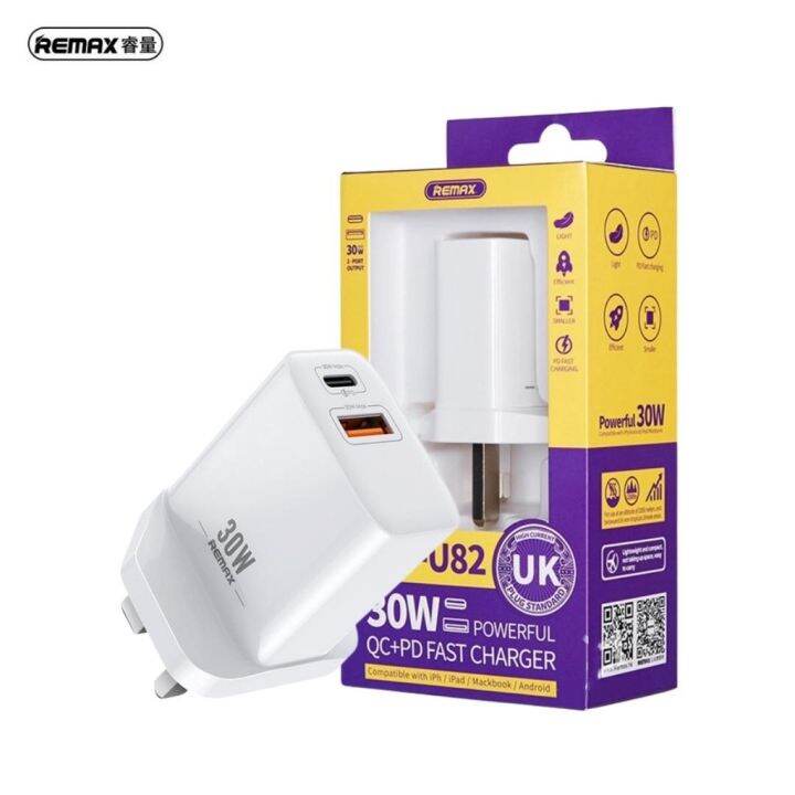 REMAX RP-U82 REMINE Series 30W POWERFUL QC+PD Fast Charger Type C 2 ...