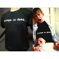 เสื้อวงนำเข้า Kurt Cobain Grunge Is Dead Nirvana Grunge Retro Style Vintage T-shirt เงิน ลาย