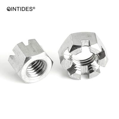 QINTIDES M6 M8 M10 M12 M14 M16 M18 M20 Hexagon Tipis Kacang 304 Stainless Steel Hexagon Nut Slotted Nut