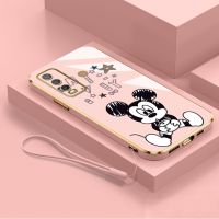 เคสด้านหลัง Y21S Y33t Y33S ลายการ์ตูนน่ารักสำหรับ VIVO,Y21 Y15S สายคล้องแบบมีเคสโทรศัพท์มิกกี้ Y91C Y95 Y91 Y1S การ์ตูนแฟชั่นน่ารักขอบตรงขอบน่ารักนิ่มปกป้องโทรศัพท์กันกระแทก