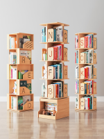 Solid Wood Rotating Bookshelf 360 Du Bookcase Storage Picture Book Rack Simple Elementary School Children Simple Floor Storage Rack