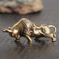 Copper Bull Ornament Vintage Crafts Ornament Miniature Figurines Copper Zodiac Animal Desk Tea Pets Decorations Brass Crafts