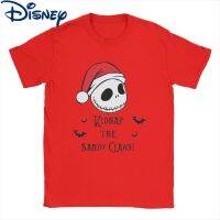 เสื้อยืดผู้ชายลาย Disney Nightmare Before คริสต์มาสวินเทจผ้าฝ้ายเสื้อแขนสั้นฮาโลวีนกรงเล็บทรายเสื้อยืดเสื้อคอปาด