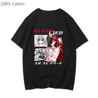 Elfen Lied Lucy Waifu เสื้อยืดผ้าฝ้าย100 บุรุษ Tee-Shirt ลำลองแขนสั้น Harajuku Tshirts ชาย O-Neck ญี่ปุ่น Anime T เสื้อ