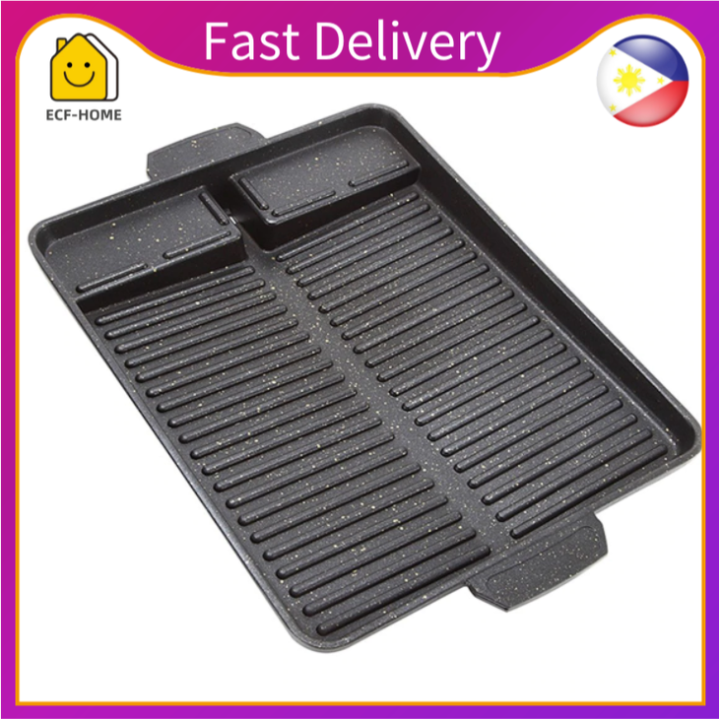 ECFHOME Korean BBQ Grill Pan NonStick Smokeless Charcoal Grill Plate