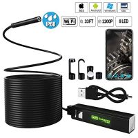 【】 Gadget &amp; Gaming Zone BD สมาร์ทโฟนเคเบิล Endoscope ไร้สายกันน้ำ Wi-Fi กล้องงูสำหรับตรวจสอบพร้อม USB ที่ยืดหยุ่น1200P IP68แบบกึ่งแข็ง