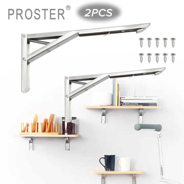 Proster 2pcs 304 Stainless Steel Folding Shelf Bench Table Bracket 150kg Load Heavy Duty Lazada PH