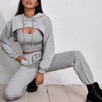 Suit Womens Tracksuit Hoodie Vest Pants Set Solid Color Woman Clothing Sports Tracksuit for Women 2021