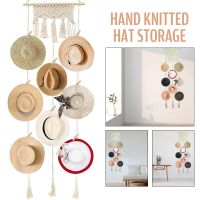 Boho Hand Woven Cotton Wall Hanging Hat Organizer Display Rack With Clip Storage Cap Holder Scarf Hanger Nordic Macrame Tapestry