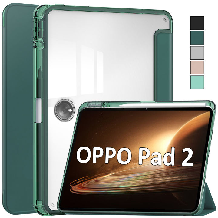  for Oppo Pad 2 11.61 inch Case Tri-Fold Smart Tablet Case with  Pen Holder, Shockproof Smart Case Cover with Clear Transparent Back Shell,  Auto Wake/Sleep,Grey : Electronics