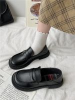 ∋✈ Small leather shoes womens British style 2023 spring new black slip-on loafers flat-bottomed Japanese jk uniform shoes