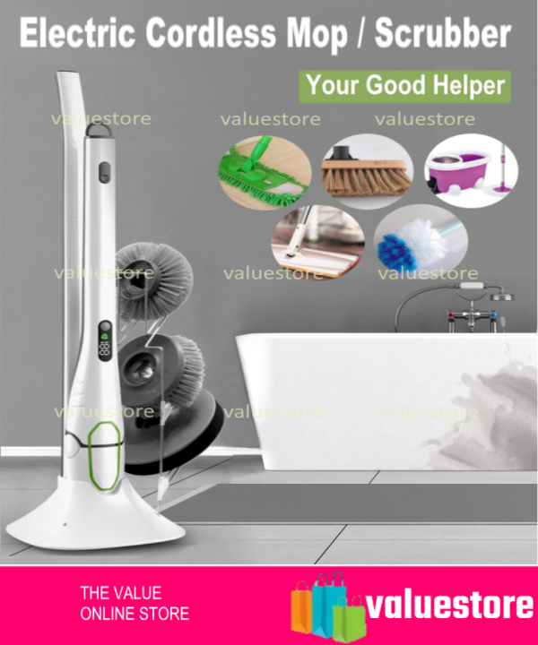 Electric Cordless Mop Power Scrubber Bathroom Scrubber IP67 Waterproof