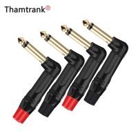 10pcs Right Angle 6.35MM Mute Silent Plug 2Poles Mono 6.35MM Wire Connector Gold Plated 1/4 Inch Microphone Guitar MIC Connector