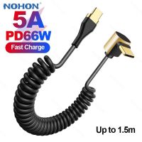 NOHON Spring PD 66W 5A USB C To Type C สายชาร์จสำหรับเร็วเหมาะสำหรับ Samsung ที่เหมาะสมกับ Xiaomi เทสลา90ข้อศอก USB สายเคเบิล Type-C