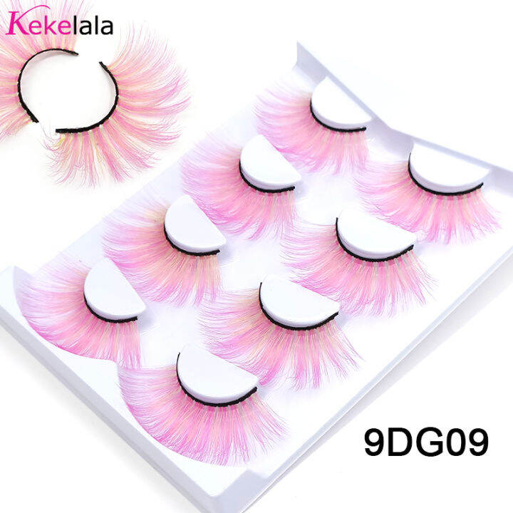 kekelala-4คู่ล็อตขนตาปลอมสียาวพิเศษ-faux-mink-rainbow-lashes-dramatic-cosplay-ฮาโลวีนรัสเซีย-cilia-จำนวนมาก