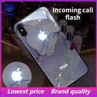 MGGlowing LED แฟลช Light Up สำหรับ Iphone11 13 7 8Plus XR XS MAX เคสโทรศัพท์13pro Caller กระพริบสำหรับ Iphone12 Xsmax Marble สำหรับ7 8