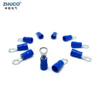 ‘；【=- 100Pcs RVS2-4 Ring 1.5-2.5Mm2 Cable Wire Copper Connector Blue PVC Pre-Insulating Cord Pin End Splice Crimp Terminal AWG16-14