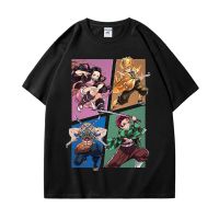 2023 Summer New Unisex T-shirt Japanese Anime Demon Slayer Print Short Sleeve T-shirts Street Fashion Oversized Pure Cotton Tees