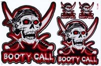 sticker decal Booty call Pirat Skull สติกเกอร์ เคลือบกันน้ำ UV ไดคัท ติดรถยนต์ มอเตอร์ไซด์ รถแข่ง บิ๊กไบค์ UV and Waterproof 27x18 cm