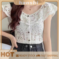 hanshi [2023 new HOT FASHION] lazlook เสื้อกล้ามโบฮีเมียนแบบมีกระดุมสำหรับผู้หญิงเสื้อกล้ามทรงหลวมคอกลมมีรูถักสำหรับฤดูร้อน