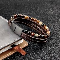 [ladies jewelry] Boho เครื่องประดับลูกปัดหนังเสน่ห์สร้อยข้อมือสำหรับผู้ชายผู้หญิงสแตนเลสหินธรรมชาติลูกประคำรักสร้อยข้อมือกำไลข้อมือของขวัญขายส่ง