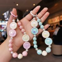 Mobile Phone Lanyard Wrist Chain Colored Beaded Handmade Pendant Little Pig Head Hanging Tag Pendant Case Universal Short Sling