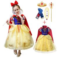 New Baby Costume Snow White Party Dresses Kids Christmas Cosplay Clothing Princess Short Floral Lace Tulle Dress For Girls