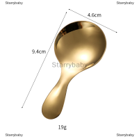 Star ช้อนสแตนเลสน่ารักด้ามสั้นช้อนตักไอศกรีมทองช้อนกาแฟชาช้อนสำหรับเด็กช้อนเครื่องปรุงอาหารในครัวตักเครื่องเทศ