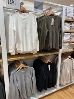 ♂▼ ห้องฟิตติ้ง Uniqlo ตกในชายคนเดียวกันโจ๊กสีที่บริสุทธิ์วาฟเฟิลเฮนรี่นำแขนยาวเสื้อยืดด้านบน442014