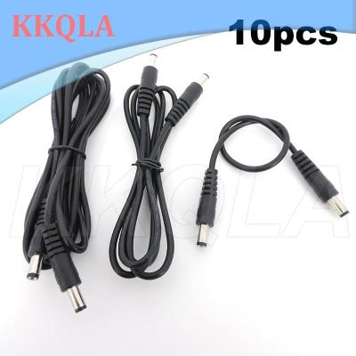 QKKQLA 10pcs 0.5m/1M/2M 12V DC Power supply Connector Extension Cable Male To Male Plug 5.5 x 2.1mm CCTV Camera Adapter Cords q1