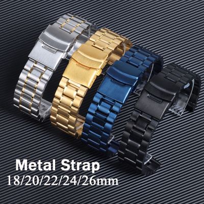 vfbgdhngh 18mm 20mm 22mm 24mm 26mm Stainless Steel Metal Watch Strap Arc End Steel Bracelet Folding Buckle for Seiko for Huawei Gt2 Band