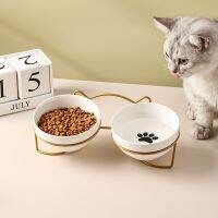 （glistening shop） CatBowl พร้อมขาตั้ง Pet Kitten PuppyFood Feeding DishDrinker Water Feeder Dog Supplies Cat Accessories