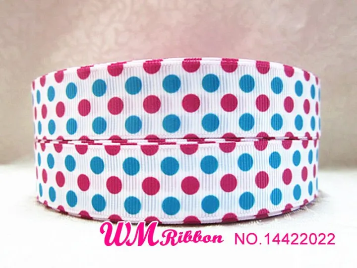 q-amp-n-ribbon-7-8inch-22mm-colorful-dot-designs-on-grosgrain-ribbon-or-printed-grosgrain-ribbon-50yds-roll