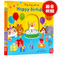 Original English picture book sing along with me we happy birthday happy nursery rhyme cardboard mechanism operation book low childrens English Enlightenment interesting toy book