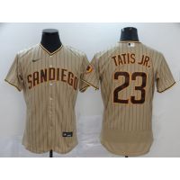 High volume jerseys New MLB San Diego Padres 23 Tatis Jr. White Brown Stripe Navy Blue Elite Baseball Jersey