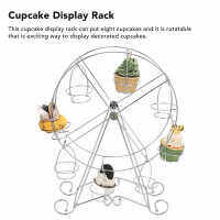 Cupcake Display Rack เหล็กหมุนได้แปดคัพเค้กล้อ Cupcake Stand สำหรับ DIY Birthday Party