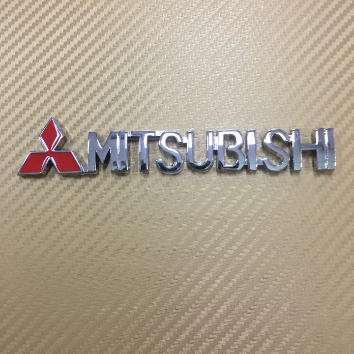 โลโก้ * MITSUBISHI ติดรถ มิตชูบิชิ งานโลหะ ขนาด* 3 x 15 cm ราคาต่อชิ้น