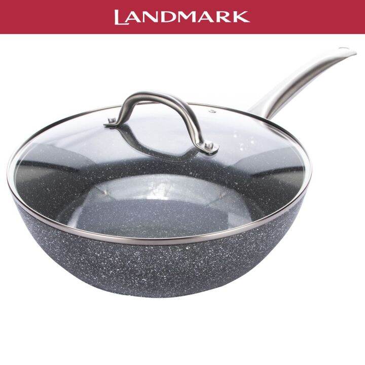 Landmark Masflex 28Cm Forged Deep Fry Pan With Gl Lid Stone Series & SS ...