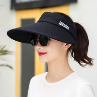 2021ผู้หญิงที่เรียบง่ายฤดูร้อน Sun Visor หมวกปีกกว้างหมวกชายหาดปรับ UV Protection หมวกหญิง Packable