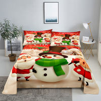 Christmas Snowman 0.91.21.51.82.0m Digital Printing Polyester Bed Flat Sheet With Pillowcase Print Bedding Set