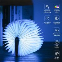 ✐ 5 Colors USB Recharge LED Night Ligh Creative Wooden RGB Folding Book Light Home Desk Lamp Decorative for Kid Baby Birthday Gift