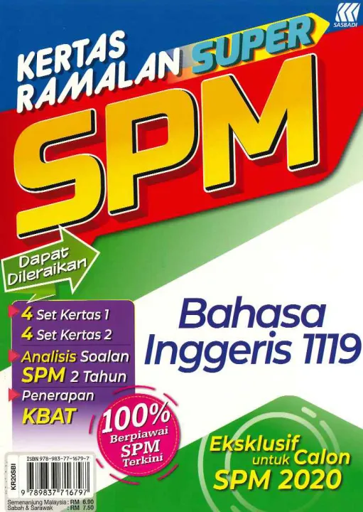 Buku Latihan Kertas Ramalan Super Spm Bahasa Inggeris 1119 Sasbadi Lazada